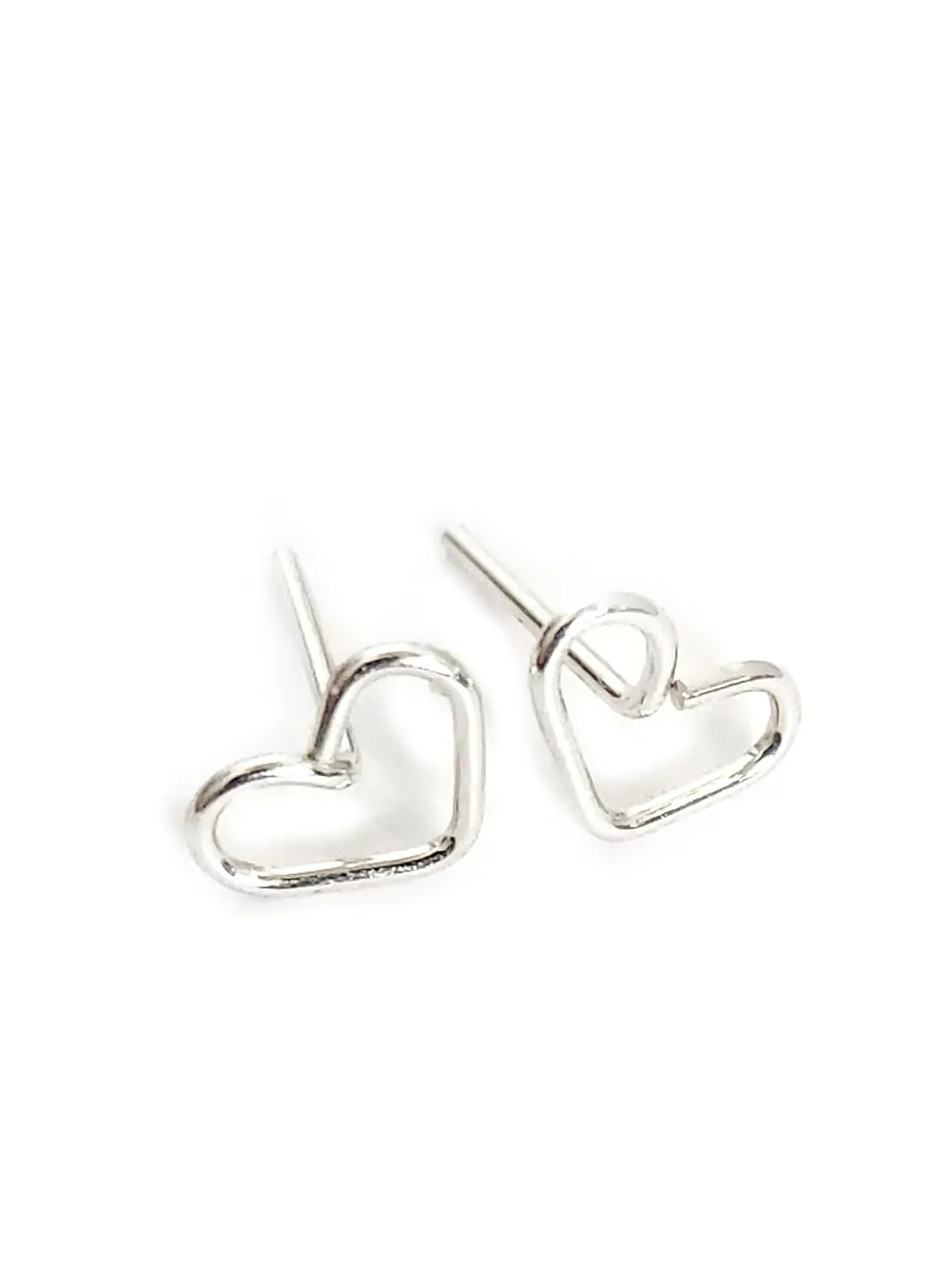 Sterling Silver Heart Earrings - Handmade Simple Heart Stud Earrings for Women Girls Gifts (sterling-silver)