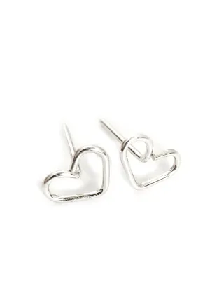 Sterling Silver Heart Earrings - Handmade Simple Heart Stud Earrings for Women Girls Gifts (sterling-silver)