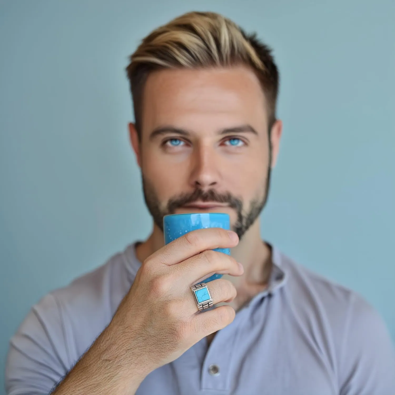 Sterling Silver Rings for Men - Style Mens Sterling Silver Ring with Onyx or Turquoise Stone, Anillos Para Hombre