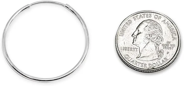 Sterling Silver Small Medium Large Endless Round Thin Lightweight Continuous Endless Hoop Earrings for Women Men