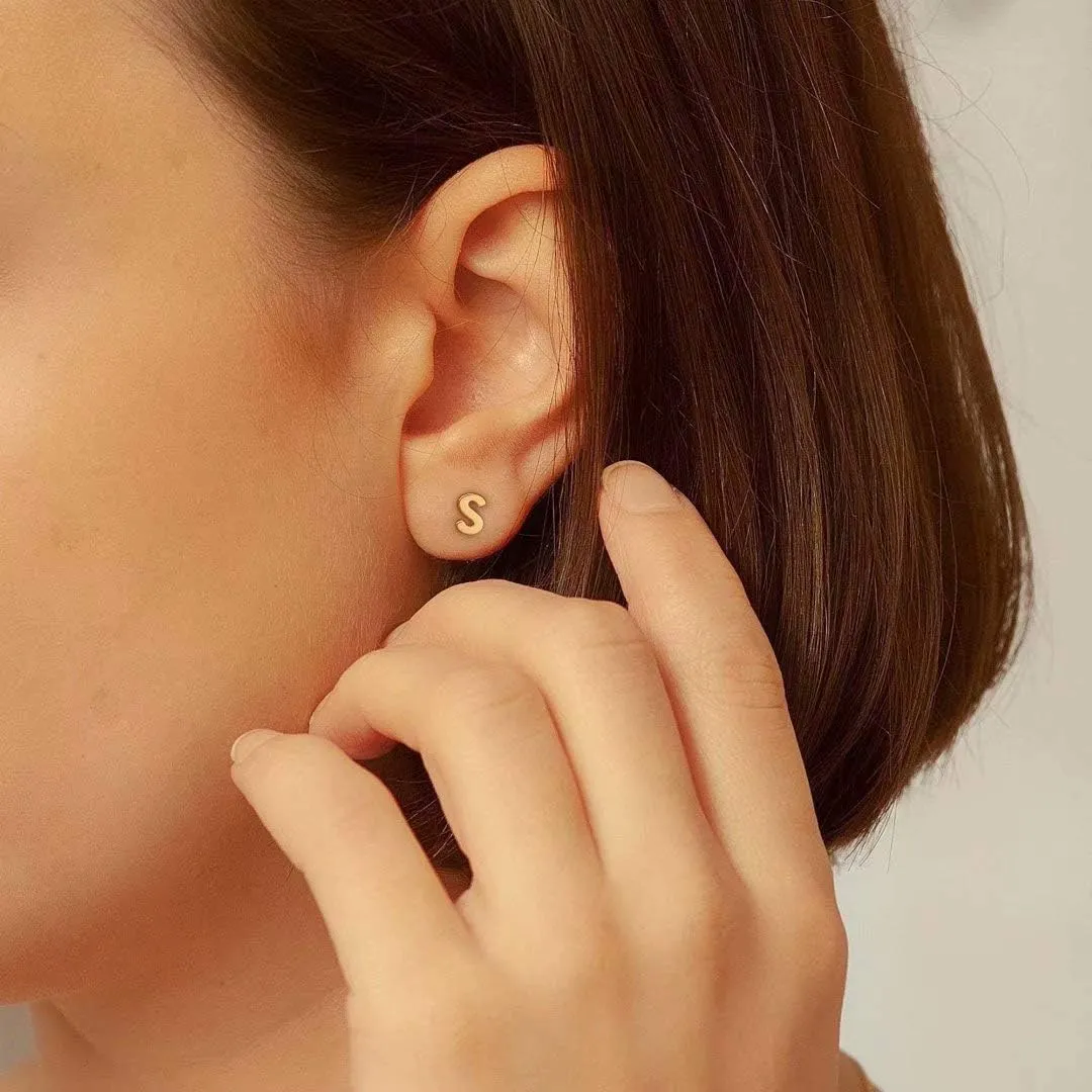 Sterling Silver Stud Earrings for Women, 925 Sterling Silver Initial Stud Earrings Hypoallergenic Earrings for Women Jewelry Gifts