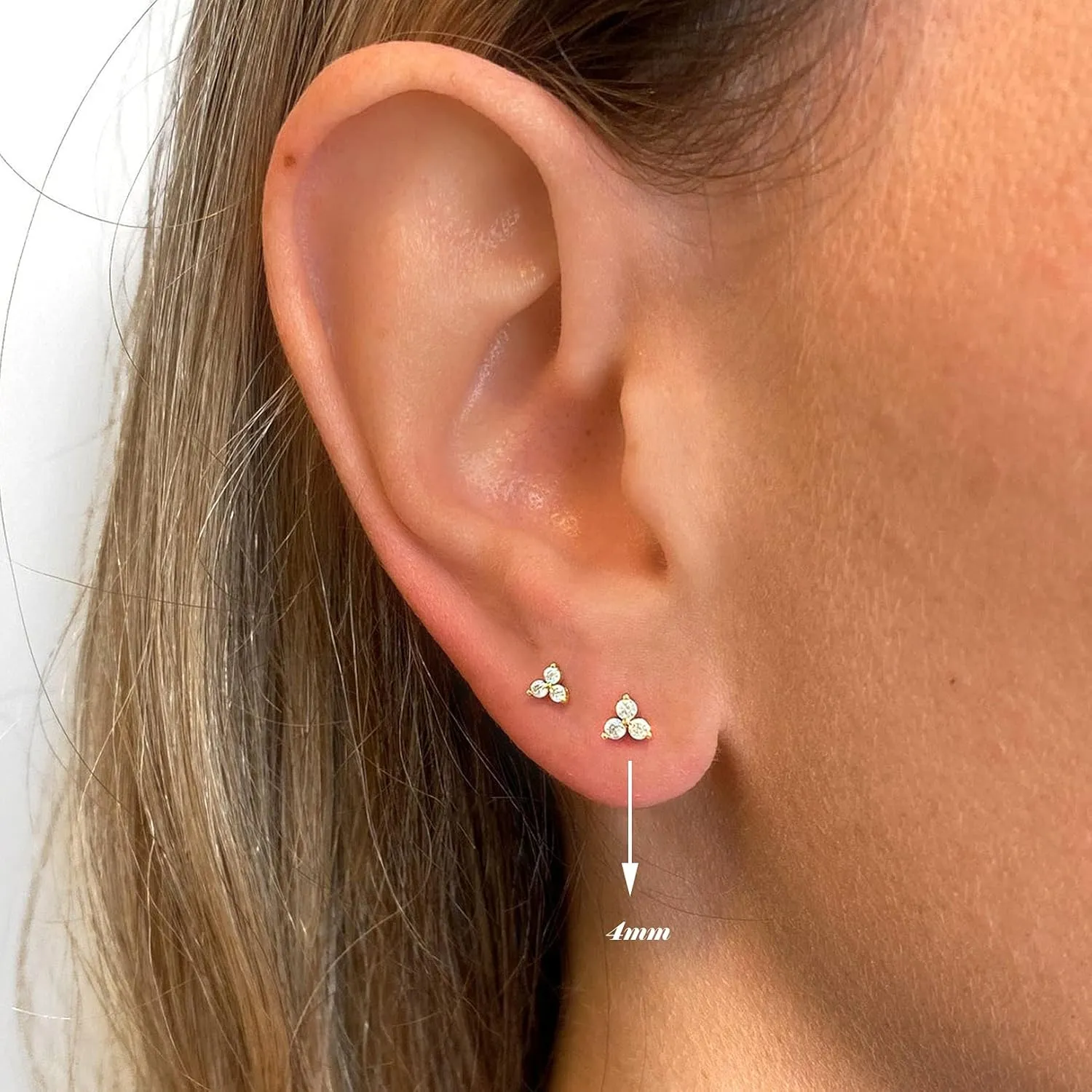 Sterling Silver Stud Earrings for Women Men, Flower Cubic Zirconia Stud Earrings Set | Small Cartilage CZ Hypoallergenic Tragus Piercing Earrings for Teens 3mm 4mm 5mm