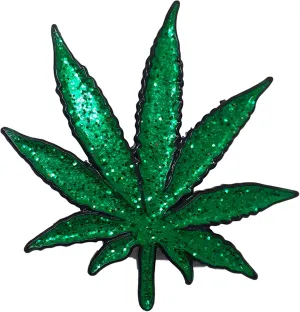 Stickeroonie Glittering Pot Leaf Enamel Lapel Pin, 1.5 inch