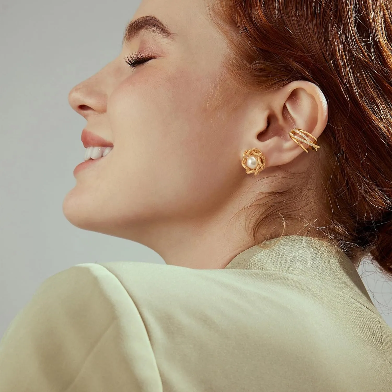 Stud Earrings for Women 14K Gold Plated CZ Stud Dainty Gold Earrings Lightweight Hypoallergenic Earrings for Women Trendy Star Cross Shell Nail Screw Pearl 925 Sterling Silver Jewelry for