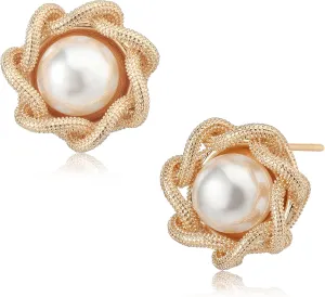 Stud Earrings for Women 14K Gold Plated CZ Stud Dainty Gold Earrings Lightweight Hypoallergenic Earrings for Women Trendy Star Cross Shell Nail Screw Pearl 925 Sterling Silver Jewelry for