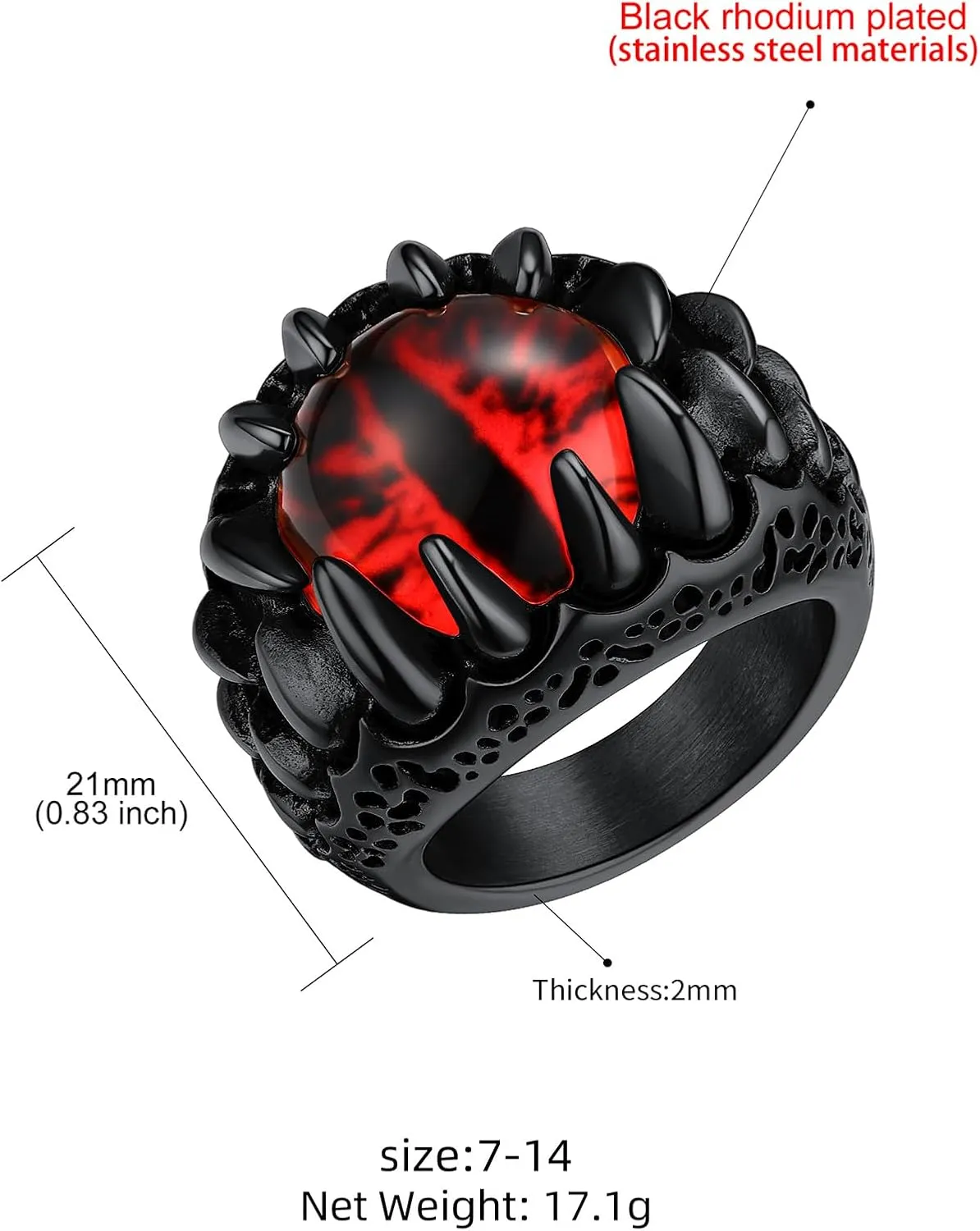 Sugar Skull Rings for Men Women, Stainless Steel Two Tone Mens Biker Ring Halloween Jewelry Day of the Dead Memory Jewelry For Death, Gift Box Included