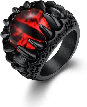 Sugar Skull Rings for Men Women, Stainless Steel Two Tone Mens Biker Ring Halloween Jewelry Day of the Dead Memory Jewelry For Death, Gift Box Included