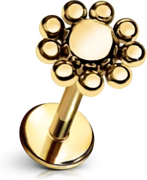 Sun Flat Back Stud  Single Titanium Earring, Push Pin Design for Sensitive Ears  (Single Earring)