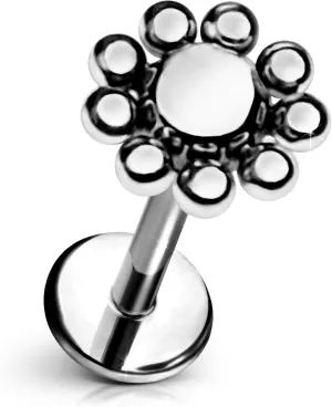 Sun Flat Back Stud  Single Titanium Earring, Push Pin Design for Sensitive Ears  (Single Earring)