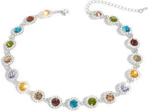 Suyi Crystal Colorful Choker Necklace Sparkly Rhinestone Necklace for Women