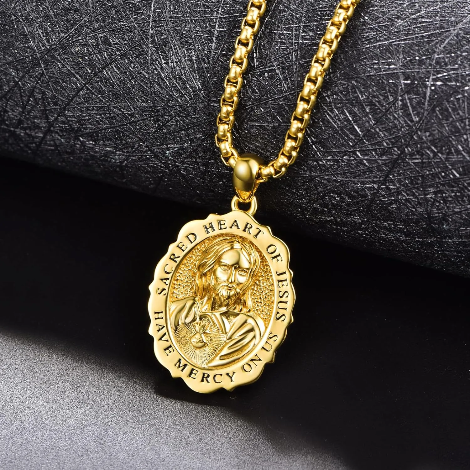 TANGPOET Saint Medals Pendant Necklace for Men Women 925 Sterling Silver 24K Gold Plated Patron Religious Christian Protection Amulet Jewelry Gifts for Birthday Mothers Fathers Day Christmas