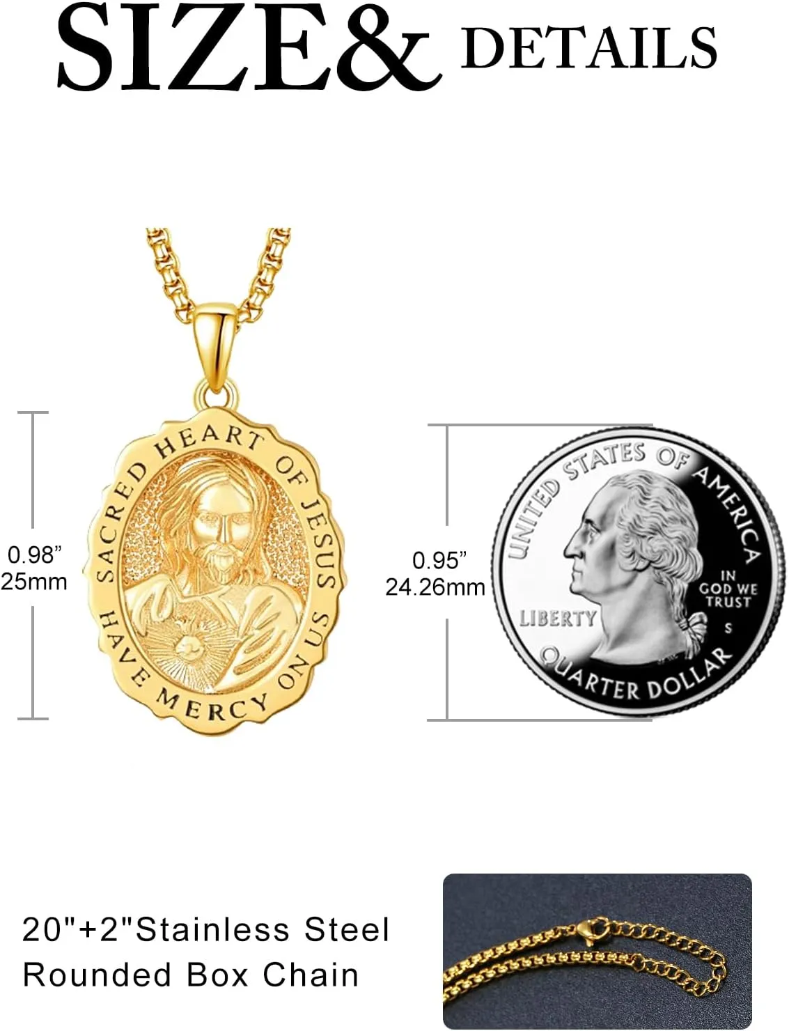 TANGPOET Saint Medals Pendant Necklace for Men Women 925 Sterling Silver 24K Gold Plated Patron Religious Christian Protection Amulet Jewelry Gifts for Birthday Mothers Fathers Day Christmas