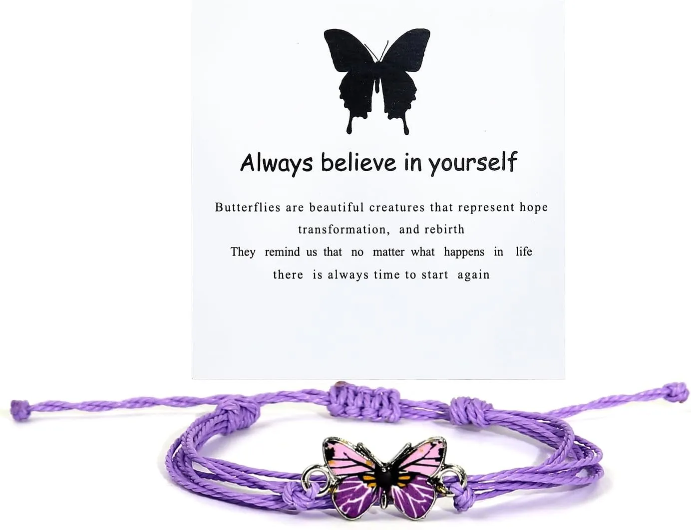 tenghong2021 Boho Butterfly Bracelet Multiple Colors Butterfly Adjustable String Bracelet Cute Hand Woven Colorful Butterfly Charm Bracelets for Women Friendship Gifts Jewelry