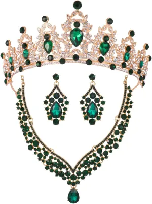 Tiaras Crown And Jewelry Sets for women,Tiaras Earrings and Necklace for Wedding, Birthday,Rhinestone Crystal Bridal Jewelry Sets for Costume Birthday Party Prom(A1)