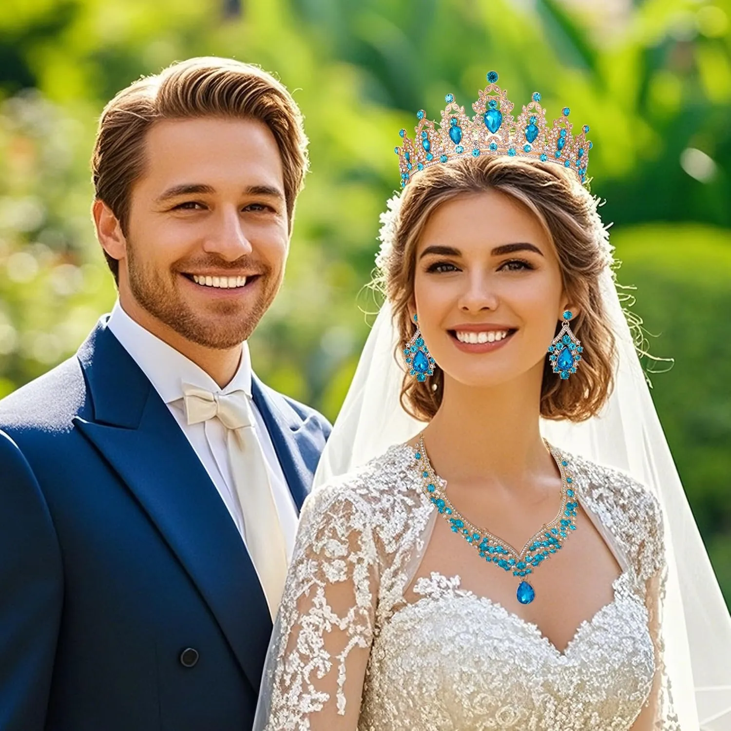 Tiaras Crown And Jewelry Sets for women,Tiaras Earrings and Necklace for Wedding, Birthday,Rhinestone Crystal Bridal Jewelry Sets for Costume Birthday Party Prom(A1)