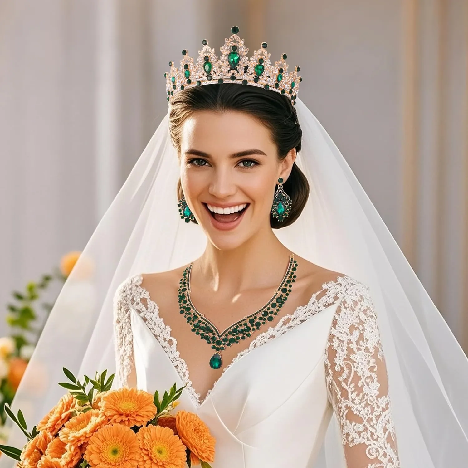Tiaras Crown And Jewelry Sets for women,Tiaras Earrings and Necklace for Wedding, Birthday,Rhinestone Crystal Bridal Jewelry Sets for Costume Birthday Party Prom(A1)