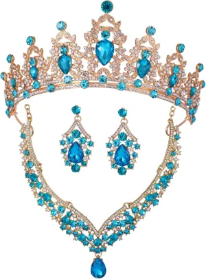 Tiaras Crown And Jewelry Sets for women,Tiaras Earrings and Necklace for Wedding, Birthday,Rhinestone Crystal Bridal Jewelry Sets for Costume Birthday Party Prom(A1)