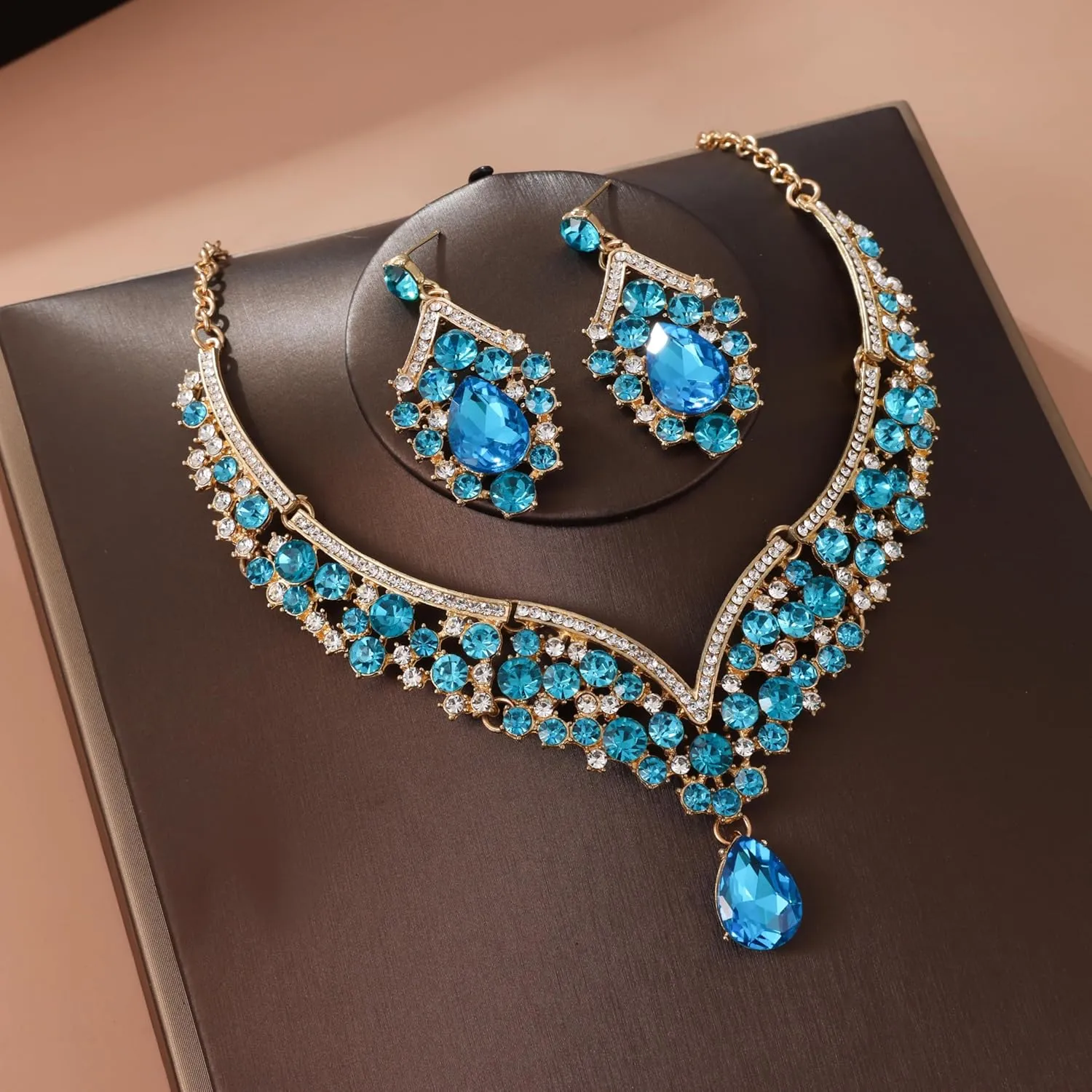 Tiaras Crown And Jewelry Sets for women,Tiaras Earrings and Necklace for Wedding, Birthday,Rhinestone Crystal Bridal Jewelry Sets for Costume Birthday Party Prom(A1)