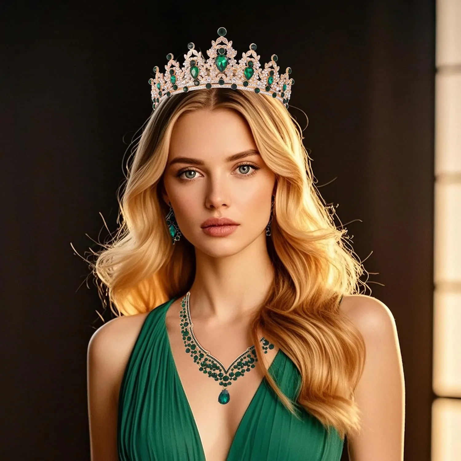 Tiaras Crown And Jewelry Sets for women,Tiaras Earrings and Necklace for Wedding, Birthday,Rhinestone Crystal Bridal Jewelry Sets for Costume Birthday Party Prom(A1)