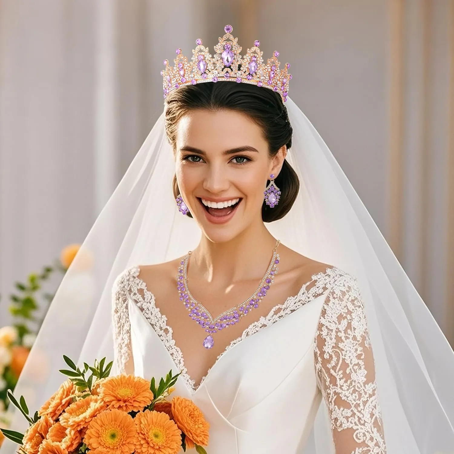 Tiaras Crown And Jewelry Sets for women,Tiaras Earrings and Necklace for Wedding, Birthday,Rhinestone Crystal Bridal Jewelry Sets for Costume Birthday Party Prom(A1)