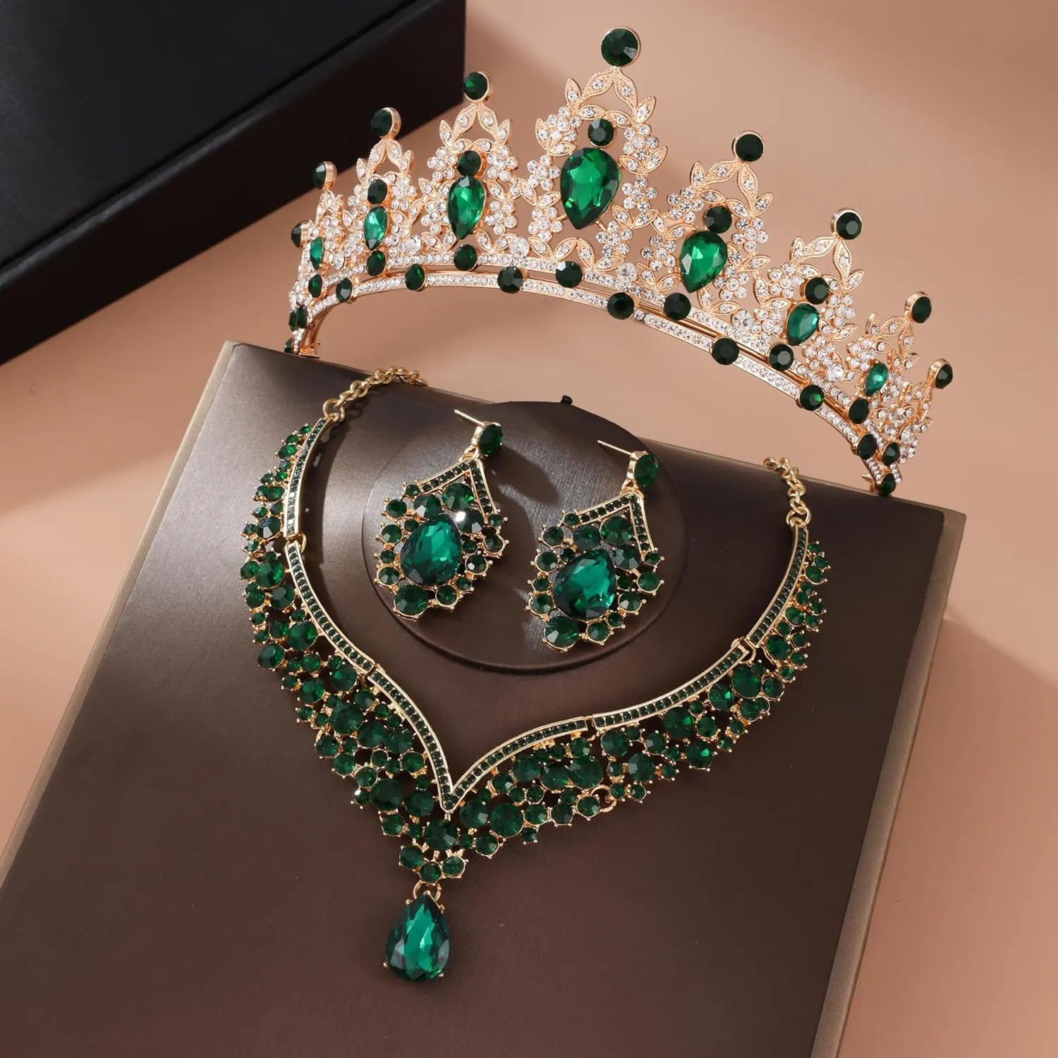 Tiaras Crown And Jewelry Sets for women,Tiaras Earrings and Necklace for Wedding, Birthday,Rhinestone Crystal Bridal Jewelry Sets for Costume Birthday Party Prom(A1)