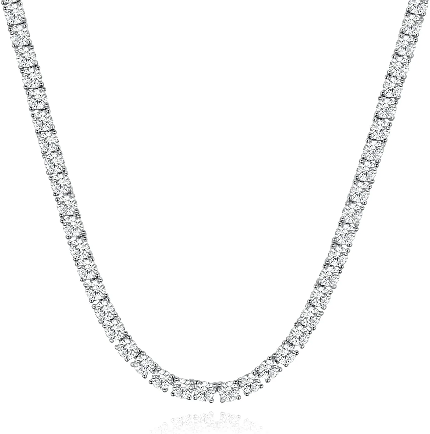 TKJ 14K Gold Plated Diamond Tennis Chain Round Cubic Zirconia Classic Tennis Necklace for Women and Men 18 Inch