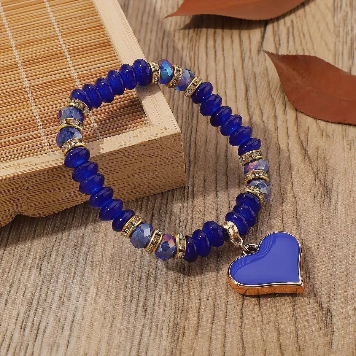 Todu Bohemian Beaded Bracelet Love Heart Pendant Bracelet Stretch For Women Girls Boho Summer Beach Friendship Fashion Jewelry Gift