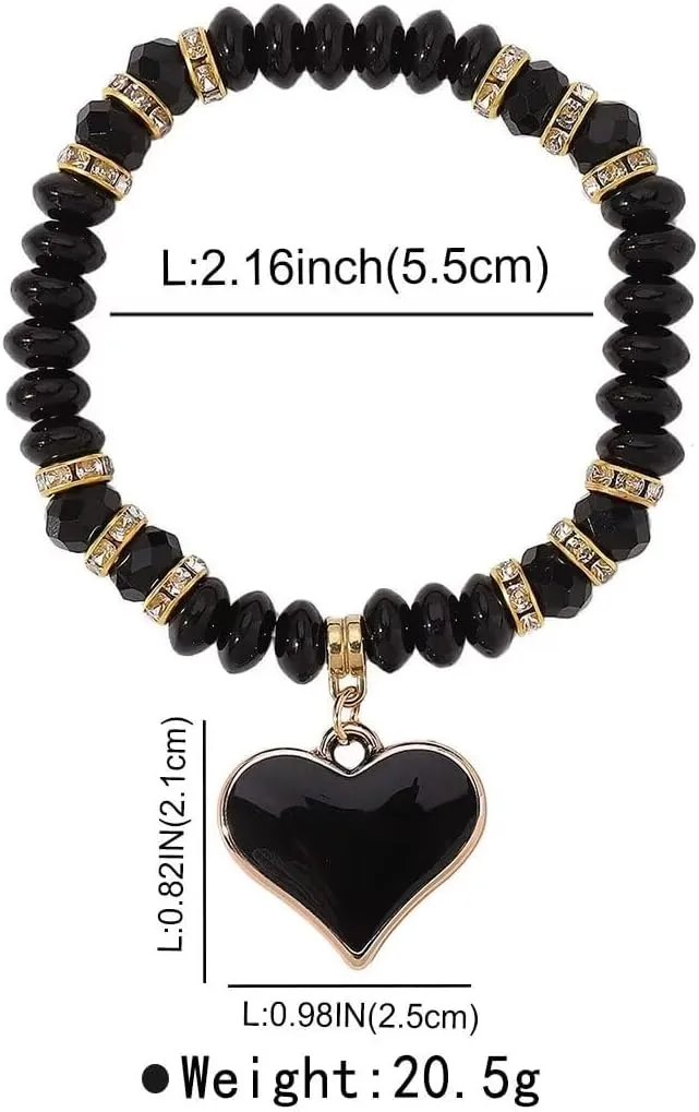 Todu Bohemian Beaded Bracelet Love Heart Pendant Bracelet Stretch For Women Girls Boho Summer Beach Friendship Fashion Jewelry Gift