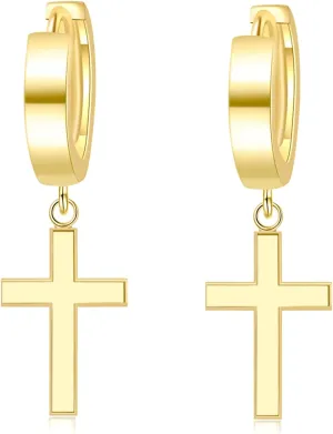 ToHeart Gold Cross Hoop Earrings for Womens Minimalist Gold Earrings Dangle Elegant Hypoallergenic Gifts