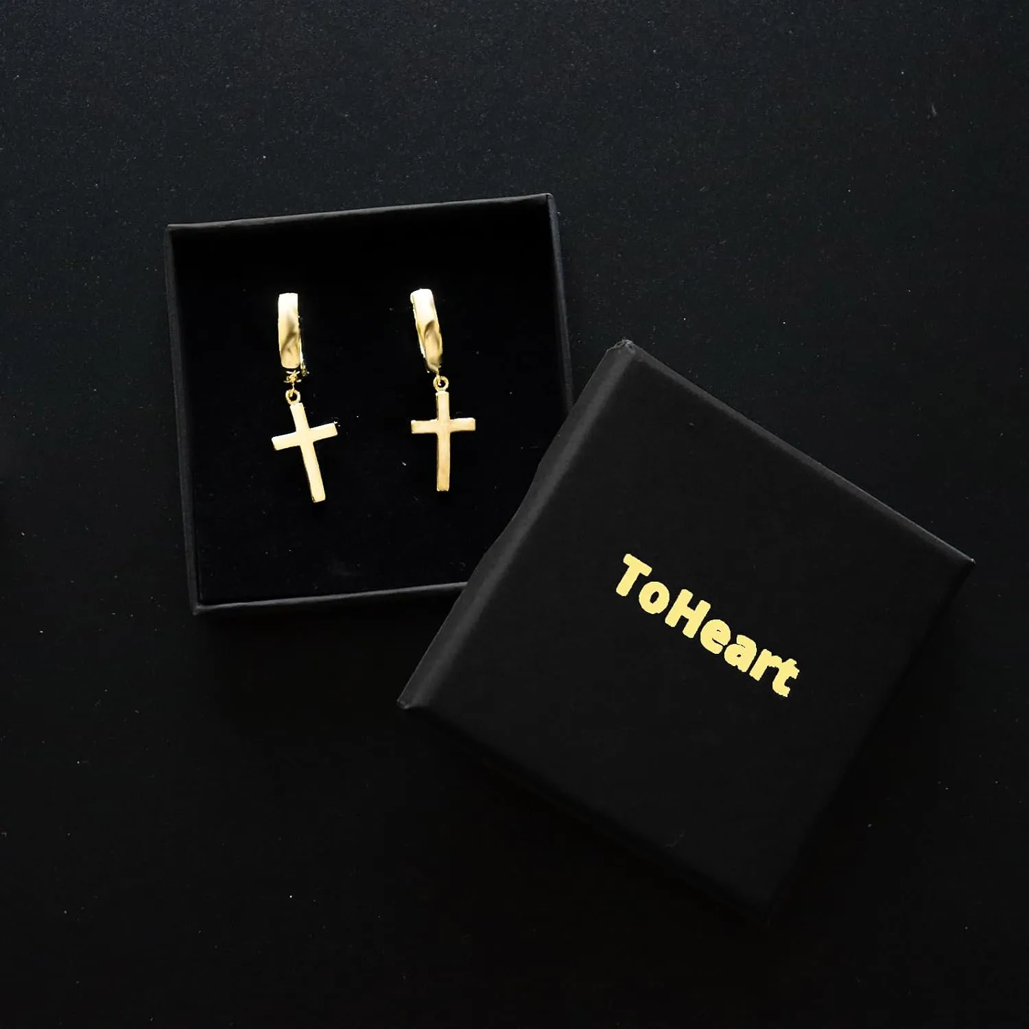 ToHeart Gold Cross Hoop Earrings for Womens Minimalist Gold Earrings Dangle Elegant Hypoallergenic Gifts