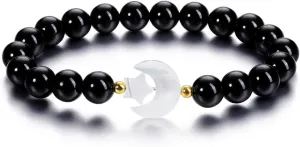 Top Plaza Amethyst Healing Crystal Stone Bracelet for Women 8mm Crystal Beads Moon Star Charm Stretch Bracelet Handmade Energy Gemstone Bracelet Jewelry