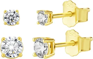 TOPGRILLZ 925 Sterling Silver 4mm 6mm 8mm Basic Stud Earrings Set Round Clear Cubic Zirconia Cartilage Piercing Ear Small Hypoallergenic Earring Jewelry For Women Men Gift