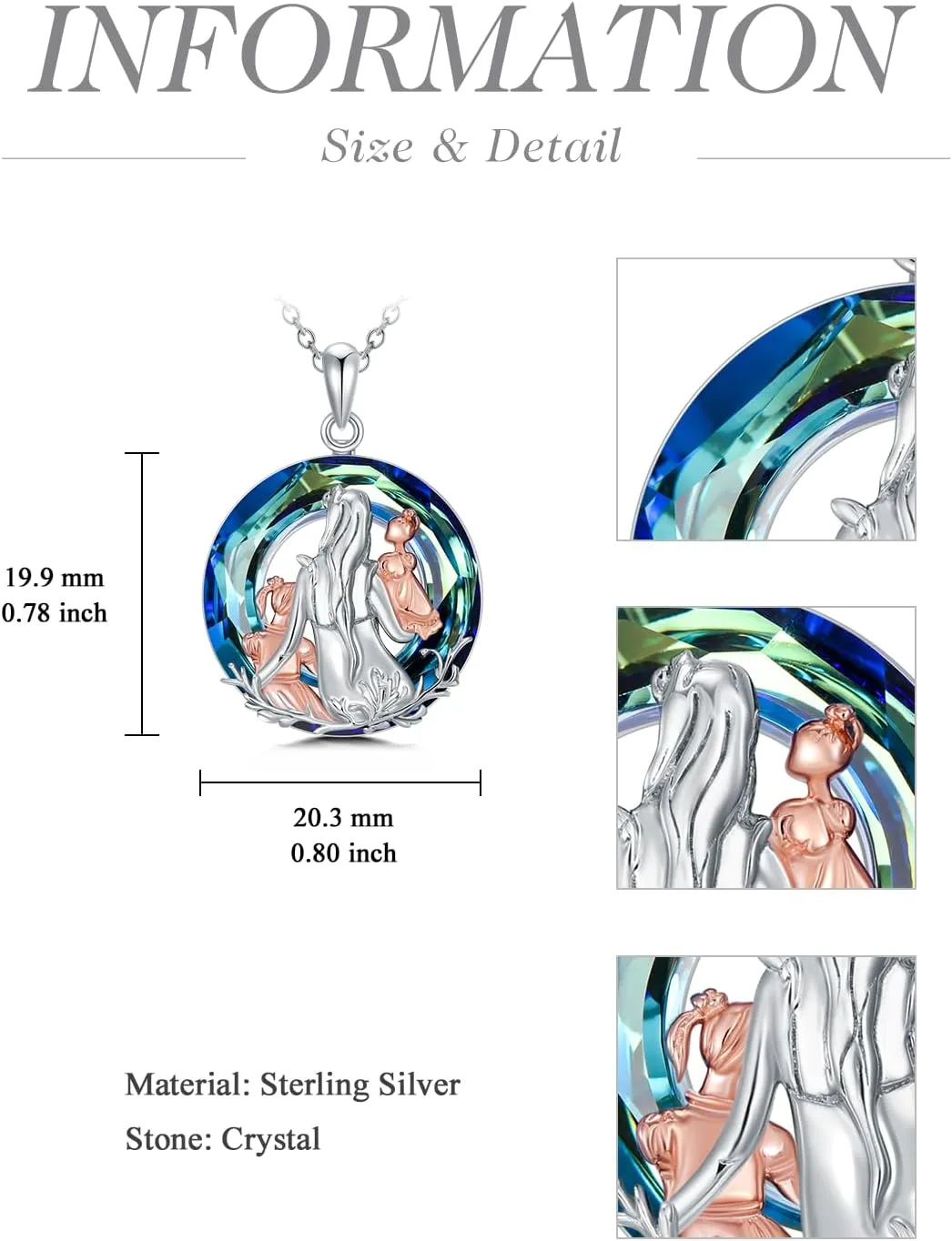 TOUPOP Gifts for Mom 925 Sterling Silver Mother and Daughters/Sons Pendant Necklace Mothers Day Birthday Jewelry Gifts for Women