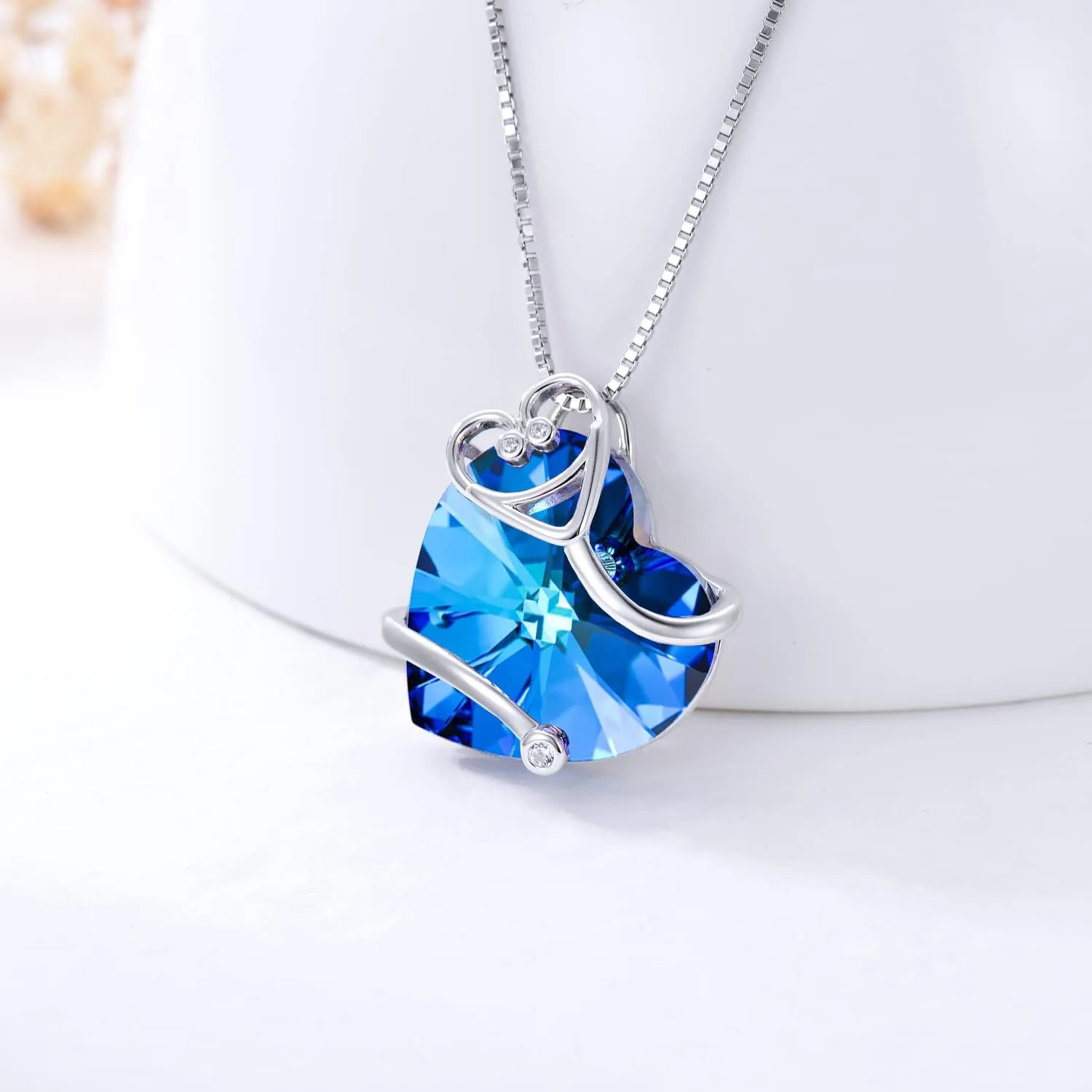 TOUPOP Gifts for Nurse 925 Sterling Silver Nurse Necklace Doctor Nursing Themed Pendant with Crystal RN Medical Caduceus Jewelry Nurse Gifts for Women Student Mom Birthday Graduation