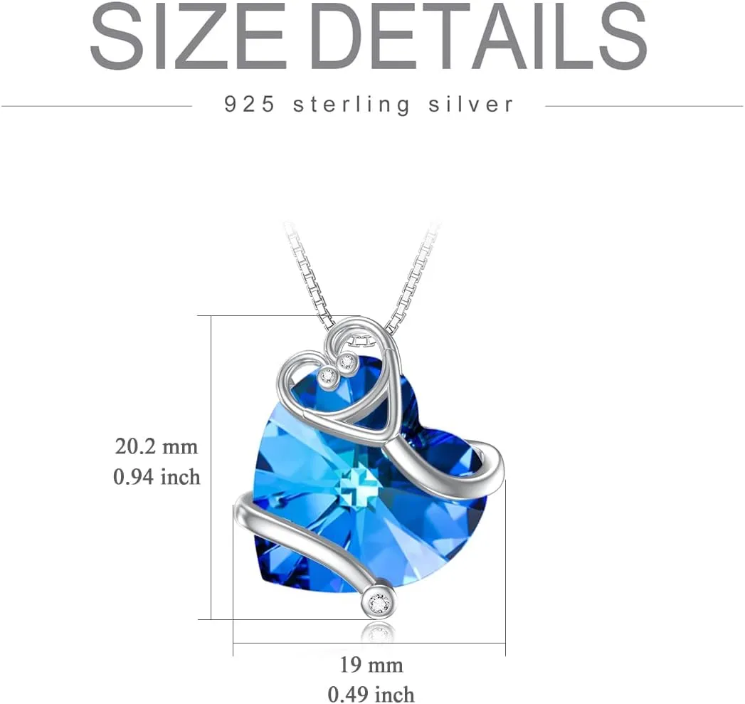 TOUPOP Gifts for Nurse 925 Sterling Silver Nurse Necklace Doctor Nursing Themed Pendant with Crystal RN Medical Caduceus Jewelry Nurse Gifts for Women Student Mom Birthday Graduation