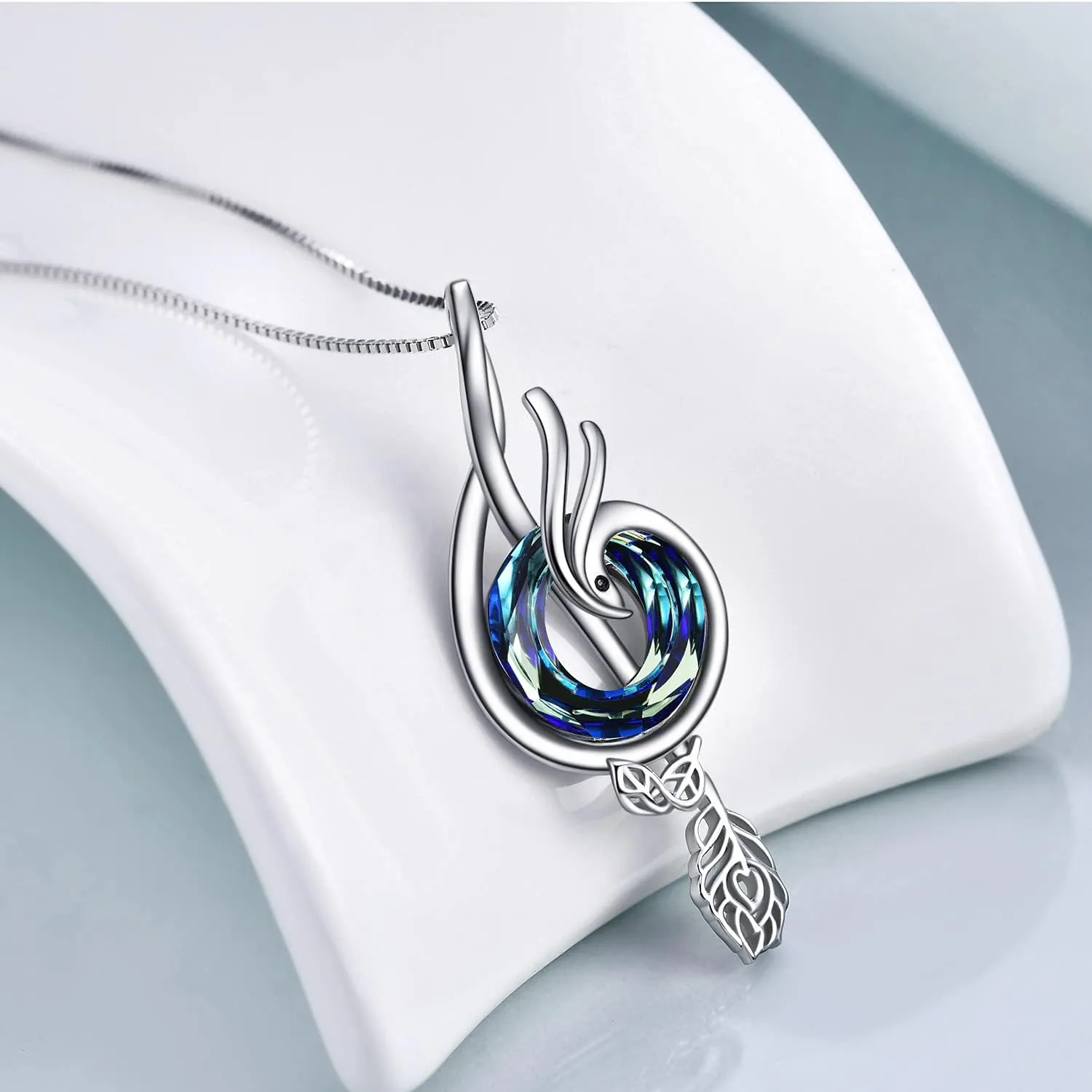 TOUPOP Music Gifts Sterling Silver Phoenix Music Pendant Necklace with Circle Crystal Musical Notes Jewelry Gifts for Women Girls Student Teacher Birthday Christmas Mothers Day