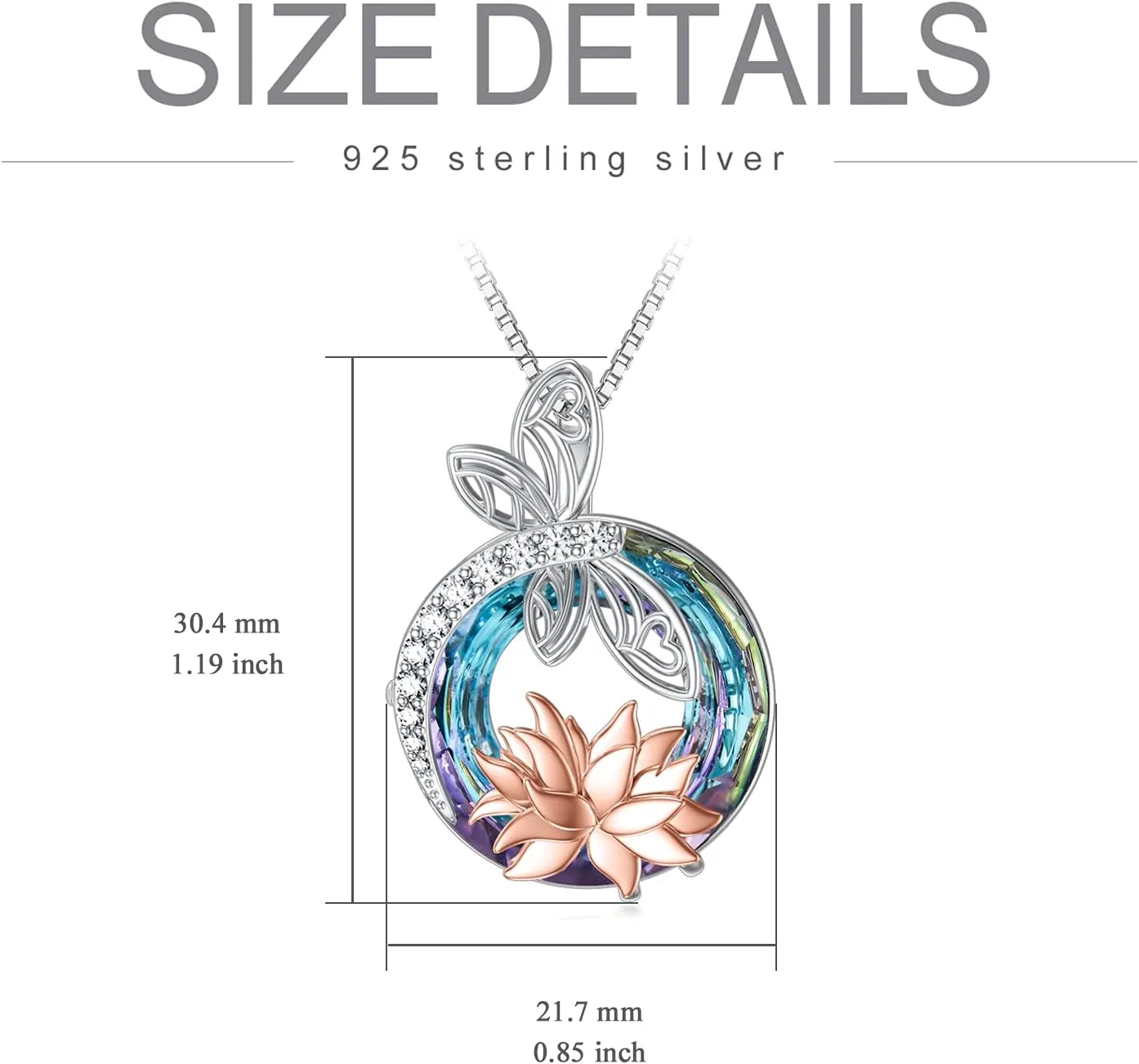 TOUPOP Sterling Silver Dragonfly/Butterfly Pendant Necklace with Crystal Birthday Christmas Jewelry Gifts for Women