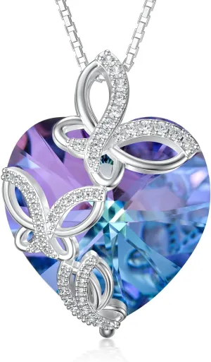 TOUPOP Sterling Silver Dragonfly/Butterfly Pendant Necklace with Crystal Birthday Christmas Jewelry Gifts for Women