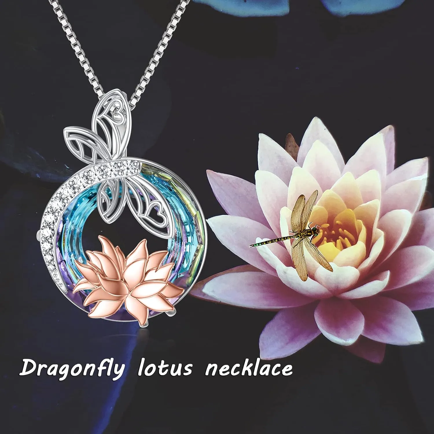 TOUPOP Sterling Silver Dragonfly/Butterfly Pendant Necklace with Crystal Birthday Christmas Jewelry Gifts for Women