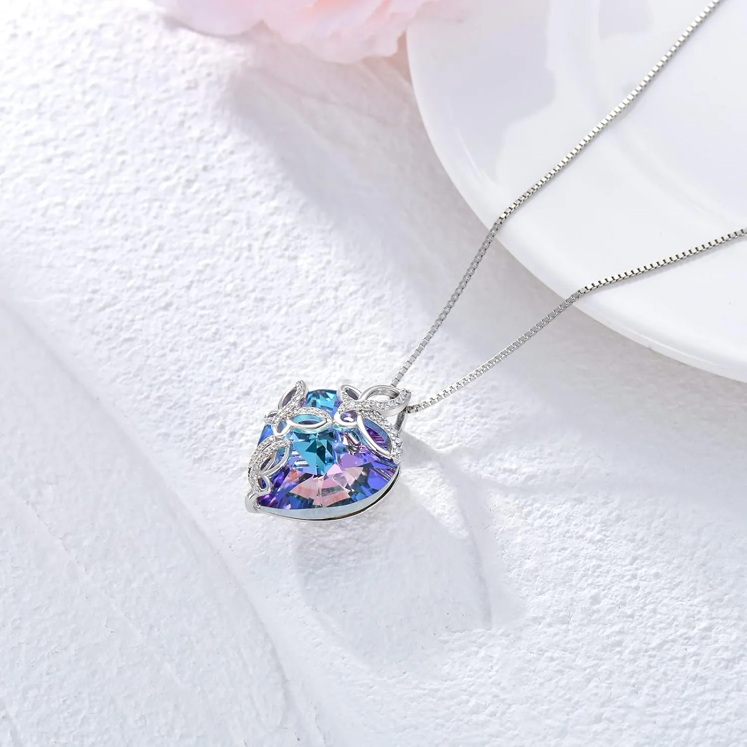 TOUPOP Sterling Silver Dragonfly/Butterfly Pendant Necklace with Crystal Birthday Christmas Jewelry Gifts for Women