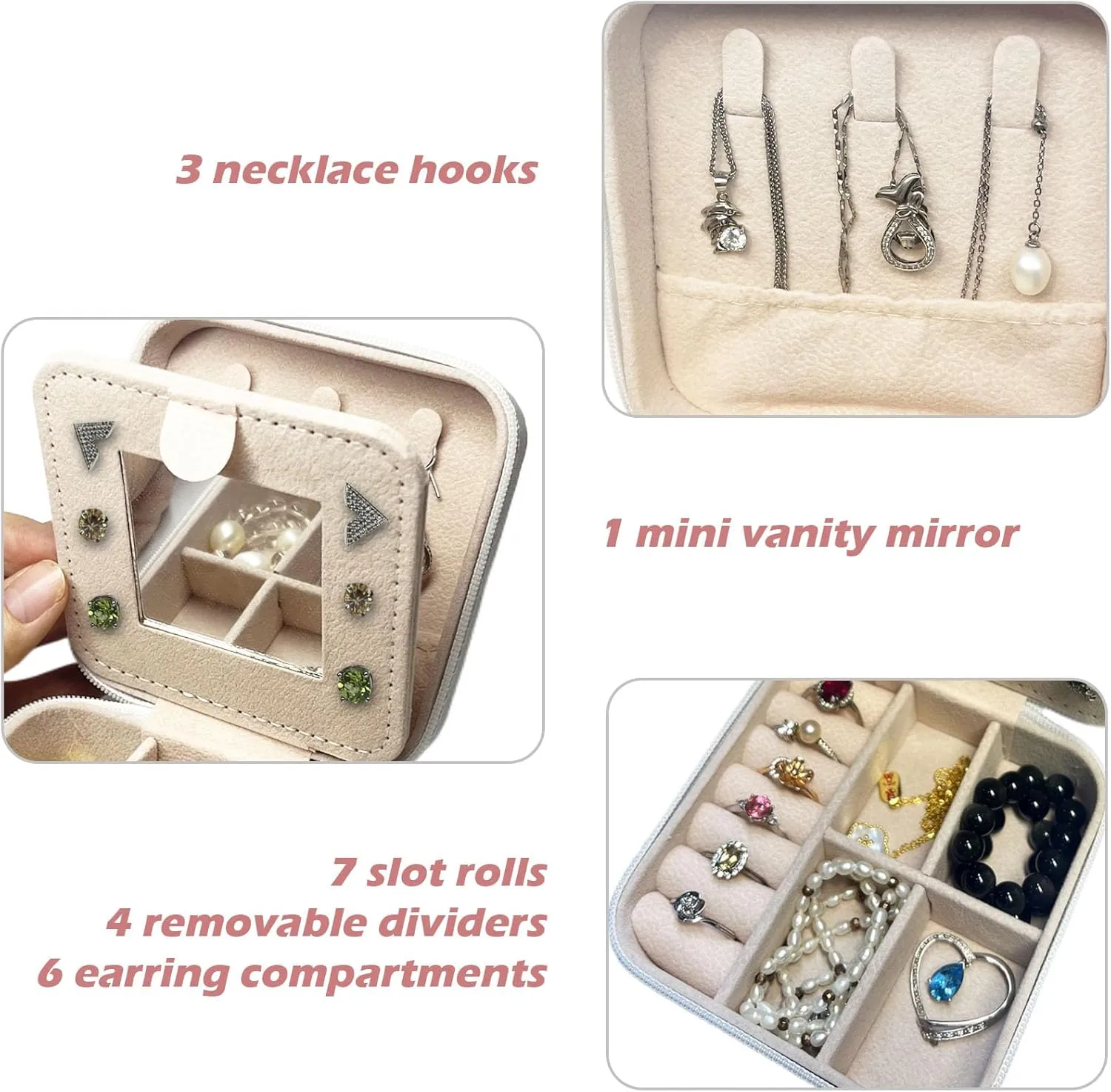 Travel Jewelry Case, Jewelry Organizer Box, Small Travel Jewelry Holder Personalized Birthday Gift Women Girls Teens White Earring Necklace Organizer Case with Mirror Initial Y