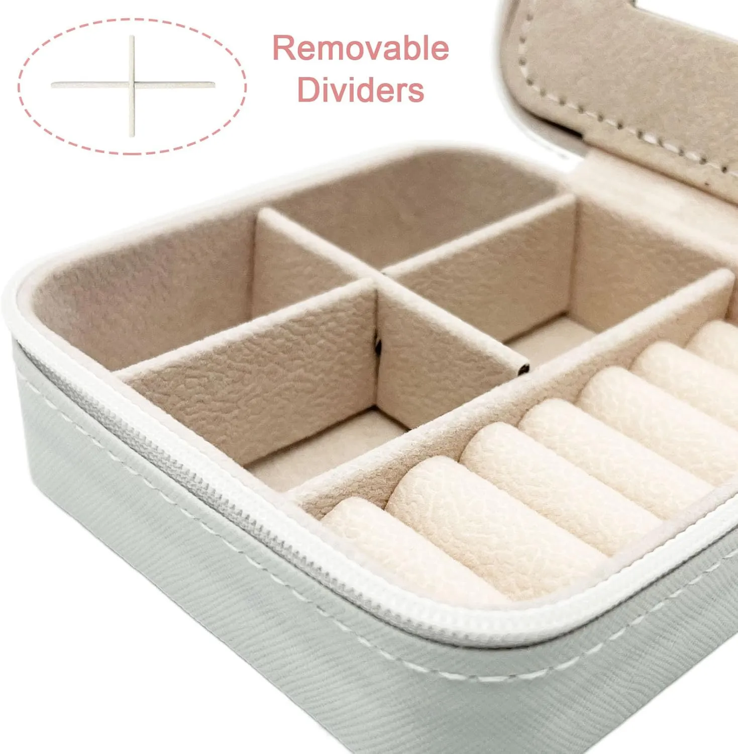 Travel Jewelry Case, Jewelry Organizer Box, Small Travel Jewelry Holder Personalized Birthday Gift Women Girls Teens White Earring Necklace Organizer Case with Mirror Initial Y