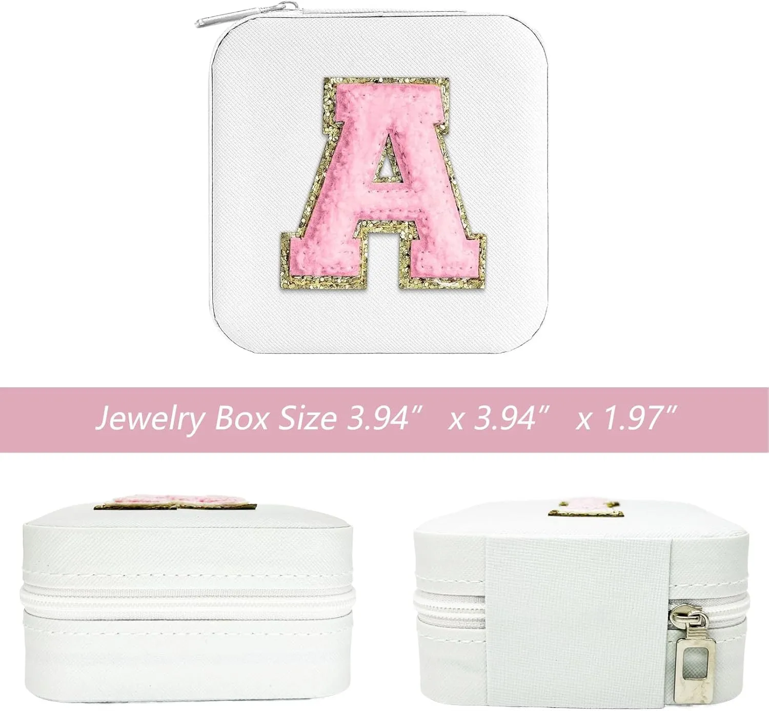 Travel Jewelry Case, Jewelry Organizer Box, Small Travel Jewelry Holder Personalized Birthday Gift Women Girls Teens White Earring Necklace Organizer Case with Mirror Initial Y