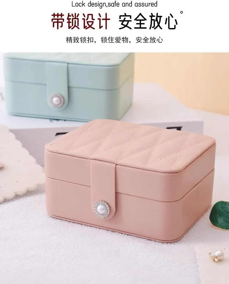 Travel Jewelry Case Small Jewelry Box Jewelry Organizer Storage Case Portable PU Leather Mini Jewelry Travel Case for Girls Womens Earring, Necklace, Rings,Bracelets (Blue)