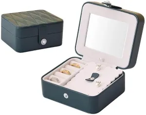 Travel Jewelry Case Small Jewelry Box Jewelry Organizer Storage Case Portable PU Leather Mini Jewelry Travel Case for Girls Womens Earring, Necklace, Rings,Bracelets (Green)
