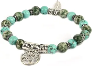 Tree of Life Wings of Liberty Bracelet 8mm Natural Lava Stone Healing Crystal Unisex Bracelet