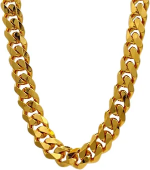 TUOKAY 18K Big Faux Gold Flat Chain 11mm thickness 24in Length 90s Fashion Man Hip Hop Chain for Rapper, Dainty & Sparkling Fake Gold Chain Necklace.