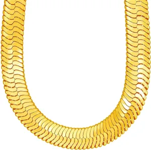 TUOKAY Fake Big Gold Herringbone Chain Necklace Costume 11mm Thick Faux Gold Herringbone Necklace Chain Fashion Hip Hop Snake Chain Women Men Rapper Chain 24"