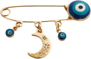 Turkey Evil Eye Rhinestone Charm Blue Lucky Eyeball Hands Brooch Pins Jewelry for Good Luck