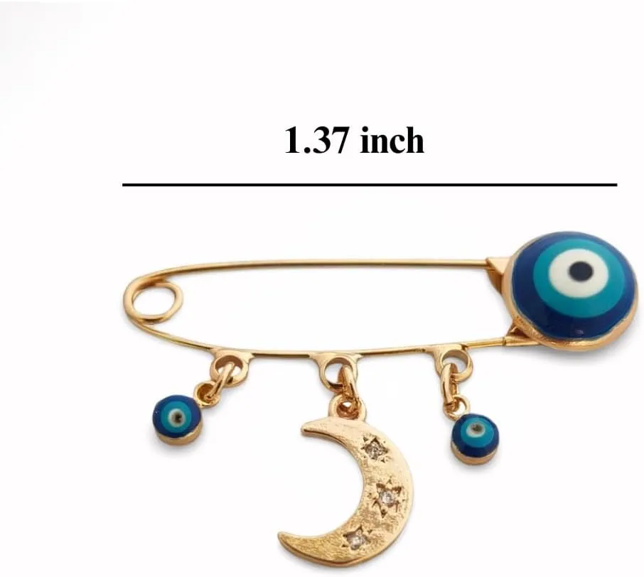 Turkey Evil Eye Rhinestone Charm Blue Lucky Eyeball Hands Brooch Pins Jewelry for Good Luck